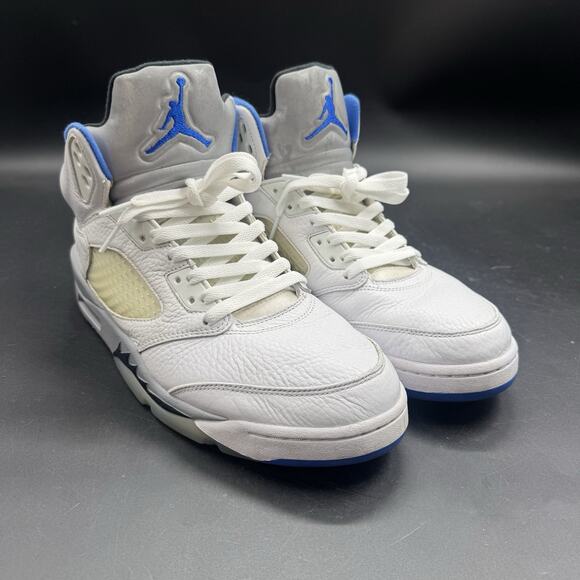 Nike Air Jordan 5 Retro Stealth White Blue Men’s Size 12.5 DD0587-140 Pre Owned - Picture 1 of 10